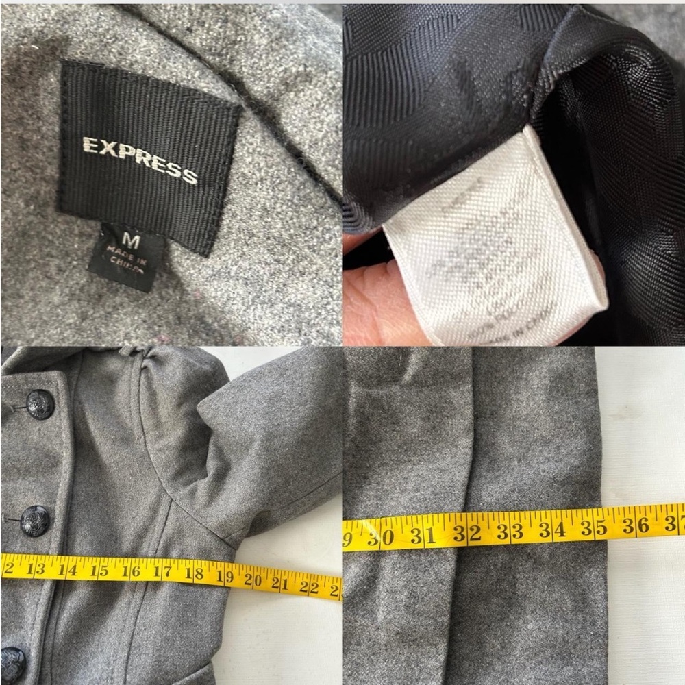 Express double-breasted Wool blend Grey Pea coat size Medium - Picture 7 of 8